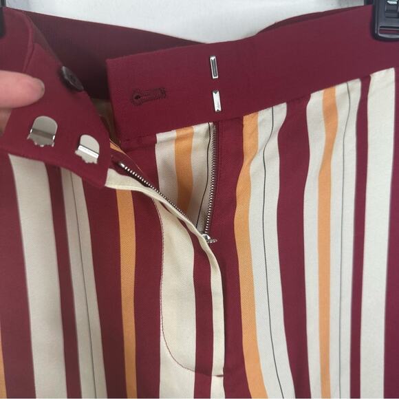 THE ROW Togra Cropped Striped Silk Straight Leg Pants Women's Size 2 - Picture 8 of 13